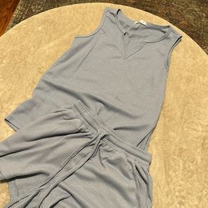 Blue waffle knit set
